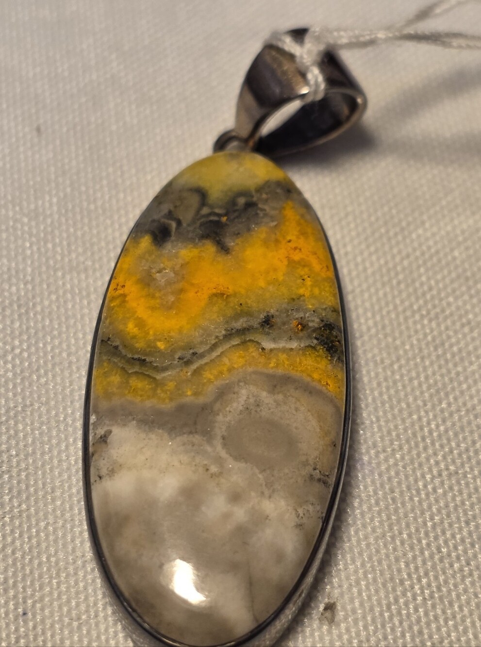 Yellow and Gray Bumble Bee Jasper Stone Pendant - Women Jewelry